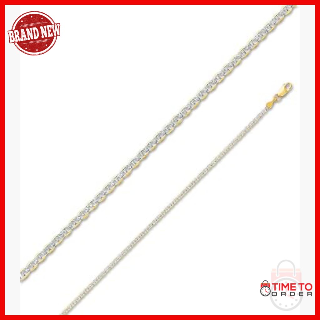 14k Gold Solid 2mm Flat Mariner Chain Necklace Lobster Clasp